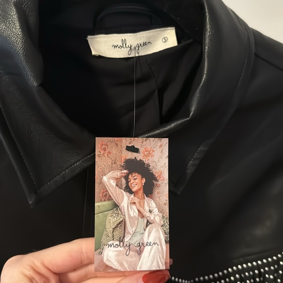 NWT Molly Green black fringe leather jacket - Picture 3 of 5